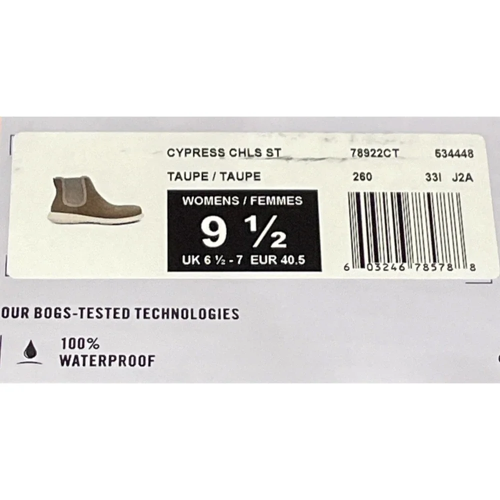 New‎ BOGS Cypress Chelsea Nano-Composite Safety Toe Taupe Waterproof Women's 9.5